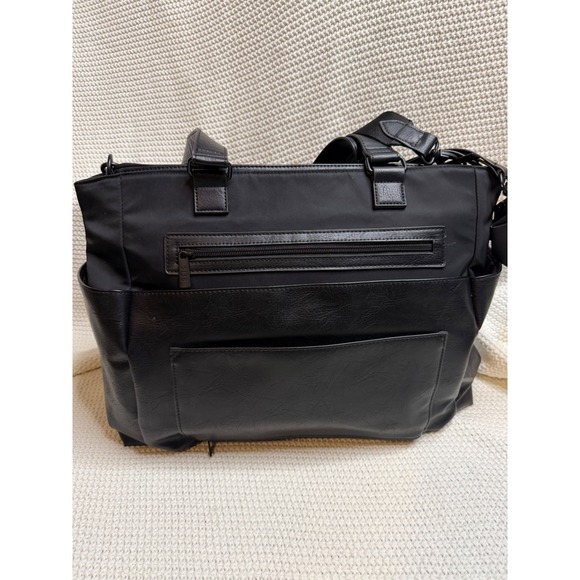 BEIS Handbags - BEIS Diaper Bag Black Nylon Vegan Leather Tote Travel Baby Bag with Accessories